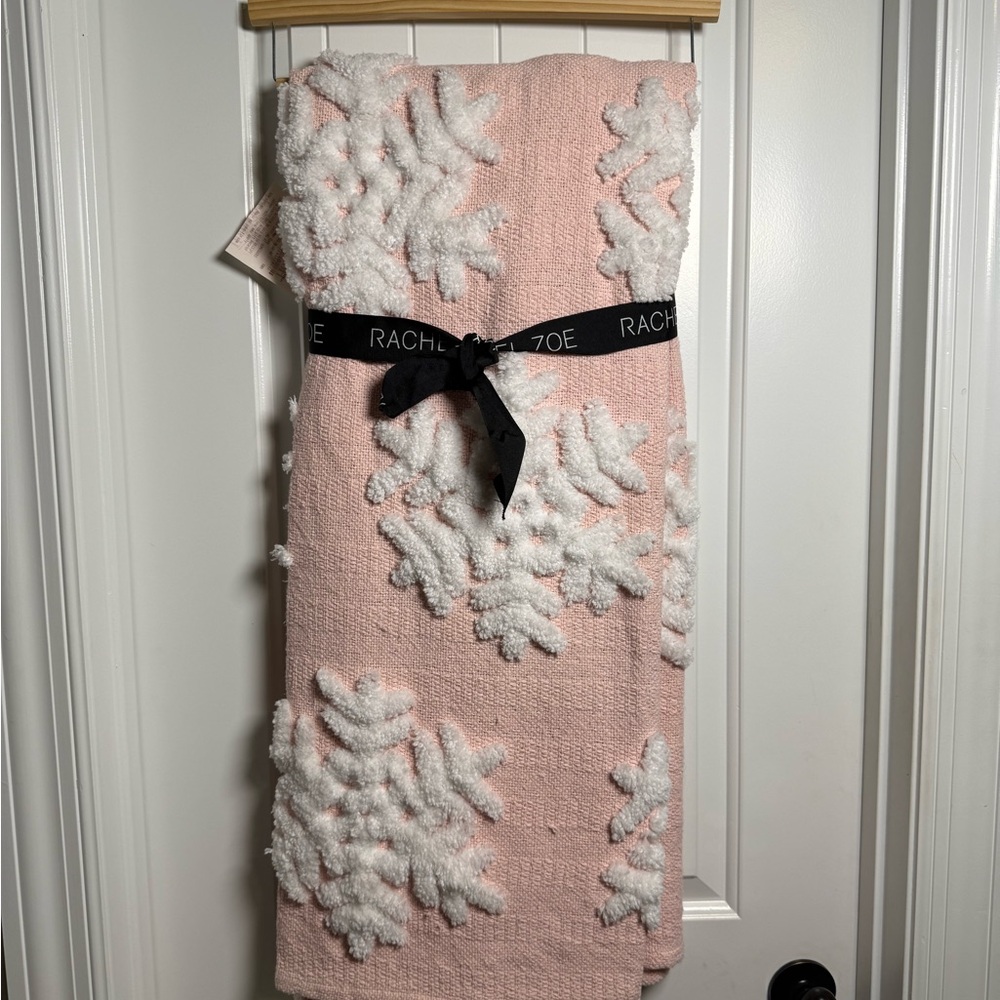 Rachel Zoe Pink and White Holiday Throw Blanket